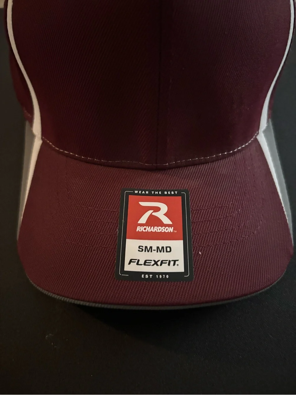Richardson Flexfit Baseball Cap Burgundy/Gray SM-MD Stretch Fit Athletic Hat NWT